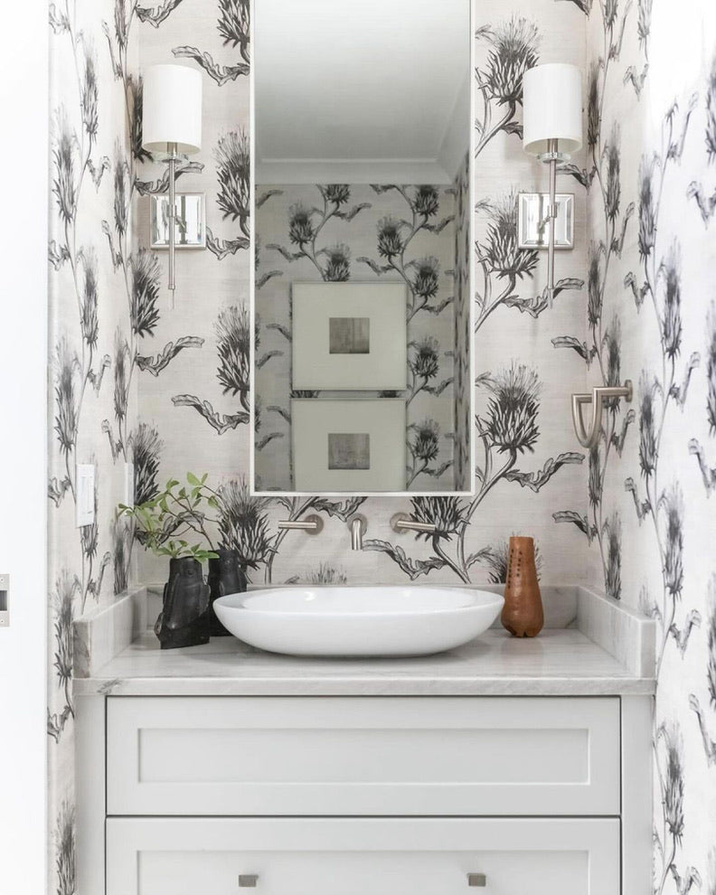 #charcoal Cynara Wallcovering in Charcoal by The Vale London
