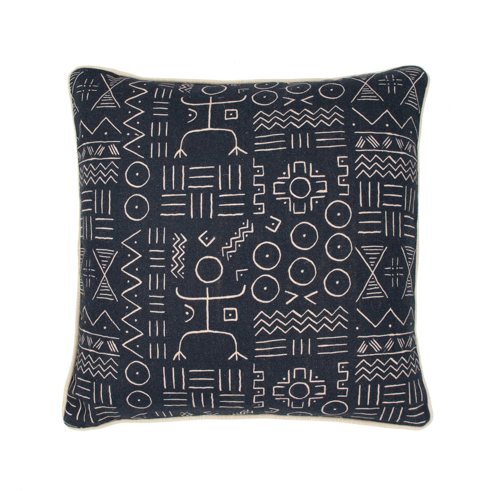 #midnight Dogon Pillow in Midnight by The Vale London, in a room setting