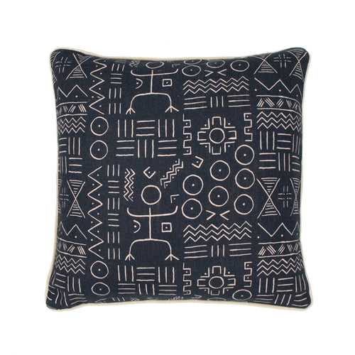 #midnight Dogon Pillow in Midnight by The Vale London, in a room setting