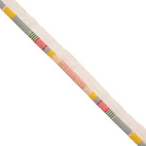 #pixiedust Close detail of Ferox beaded cord trim in Pixie Dust, showing the banded beadwork