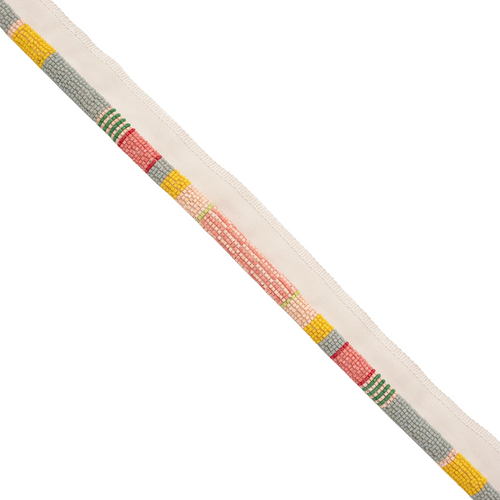 #pixiedust Close detail of Ferox beaded cord trim in Pixie Dust, showing the banded beadwork