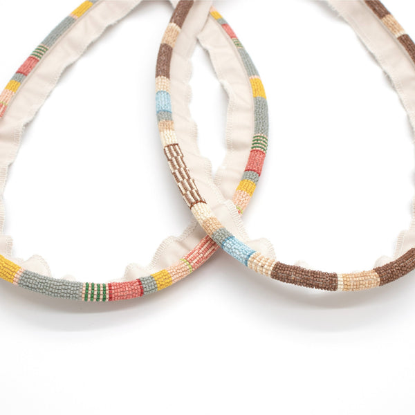 #all Ferox beaded cord trim in both colourways, Hazel Brook and Pixie Dust, looped together
