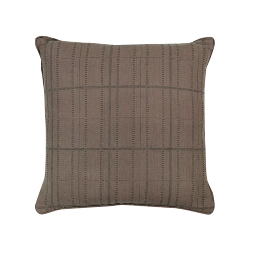 #Mushroom Kylian Check Pillow in Mushroom by The Vale London, in a room setting