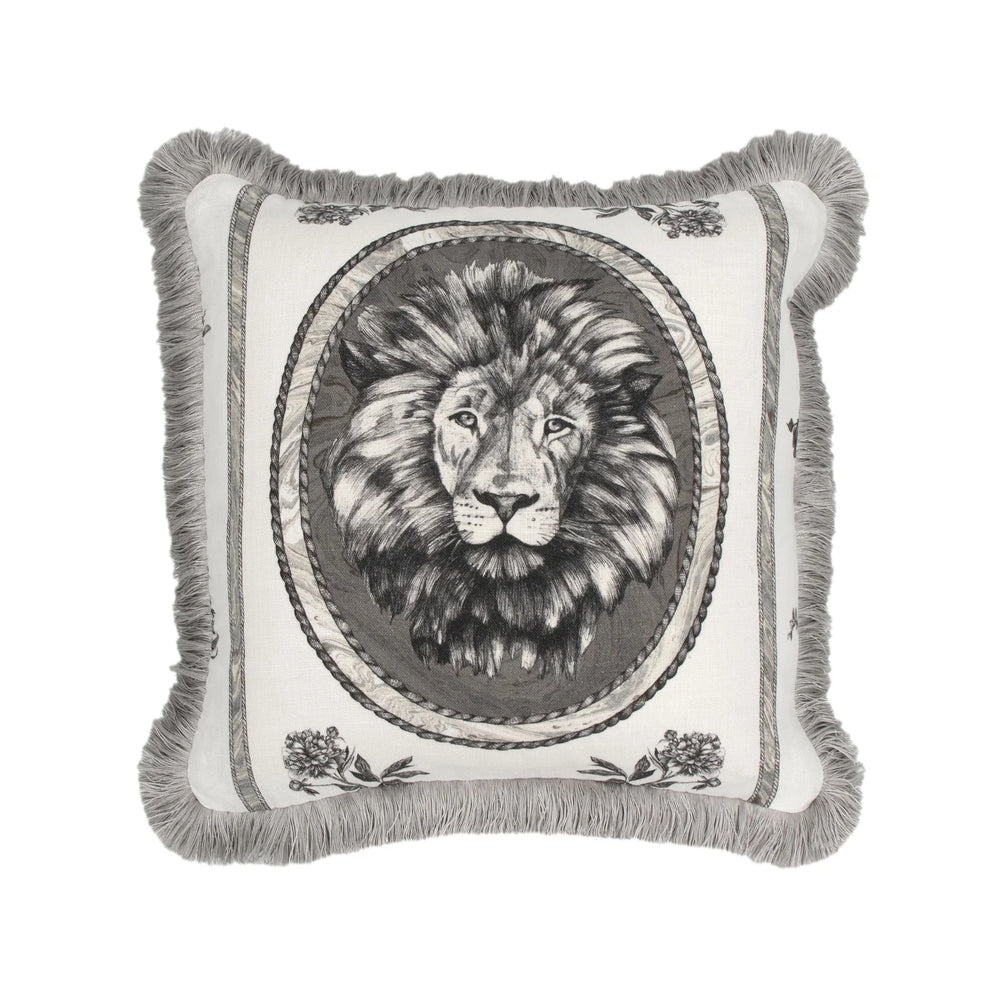 #cream Lion Toile Pillow in Cream by The Vale London