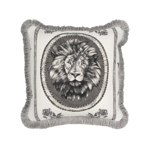 #cream Lion Toile Pillow in Cream by The Vale London