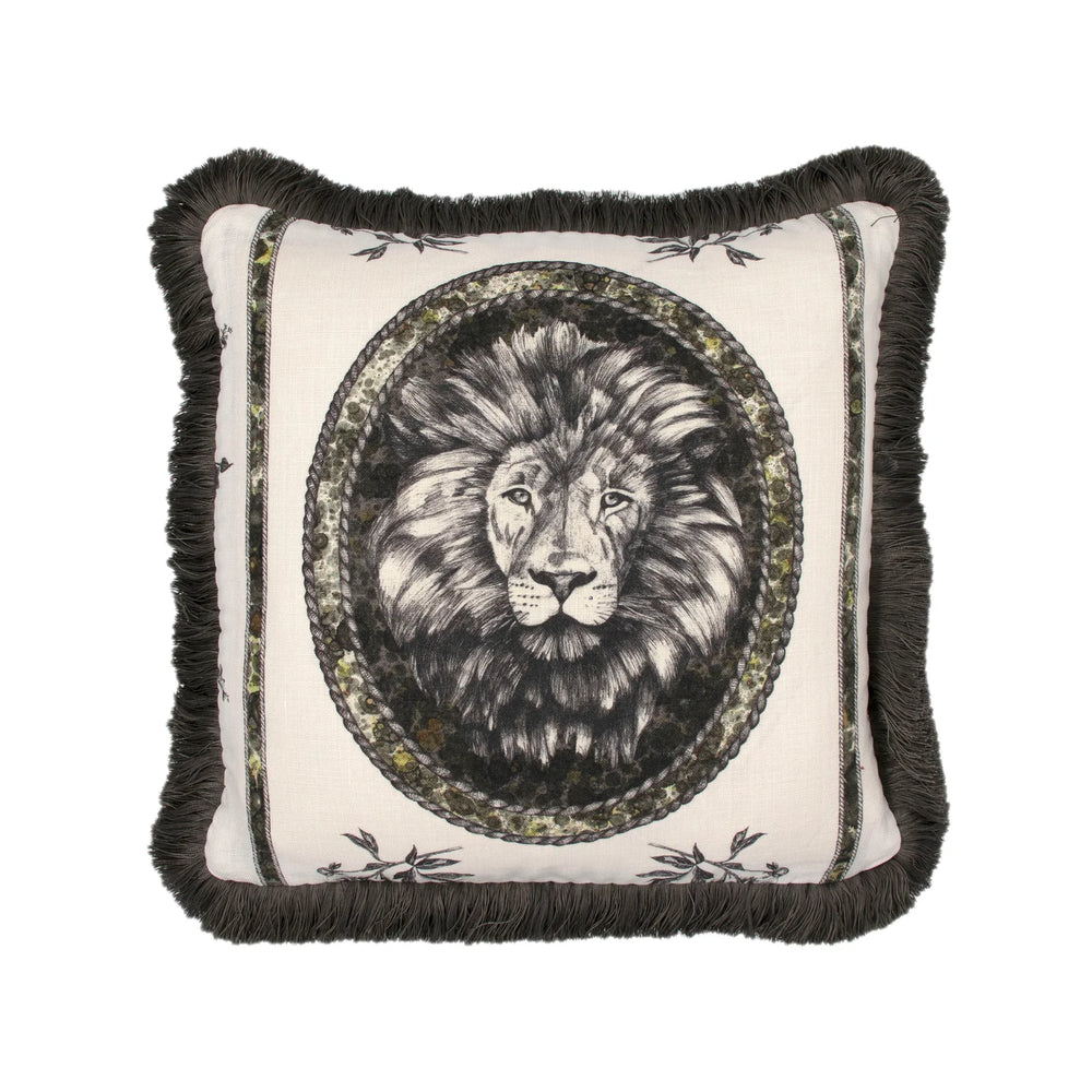 #Fern Lion Toile Pillow in Fern by The Vale London