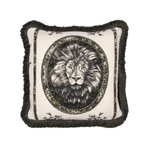 #Fern Lion Toile Pillow in Fern by The Vale London