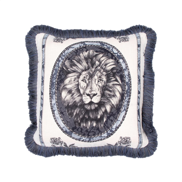 #Pebble Lion Toile Pillow in Pebble by The Vale London