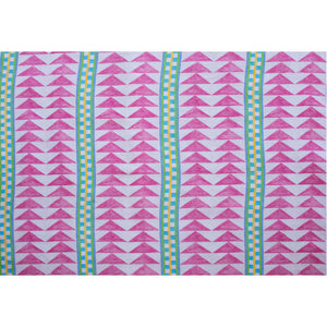 #palmbeach Menkaure outdoor fabric in Palm Beach, a large-scale geometric in pink, turquoise and cream