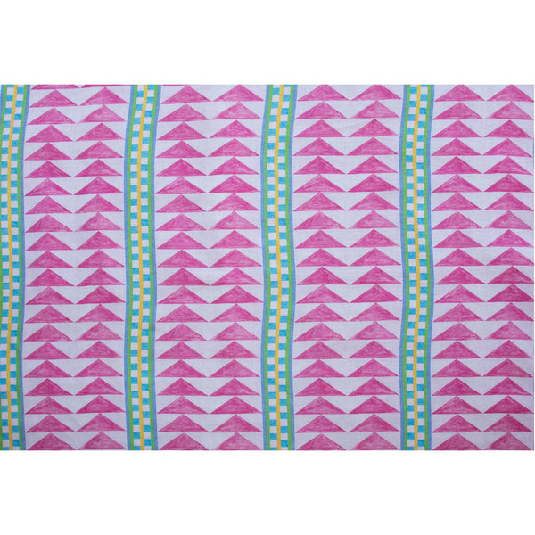 #palmbeach Menkaure outdoor fabric in Palm Beach, a large-scale geometric in pink, turquoise and cream