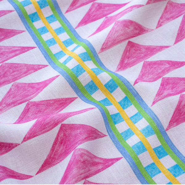 #palmbeach Menkaure outdoor fabric in Palm Beach, draped to show the print in close detail