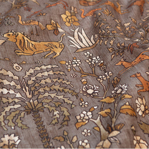 #autumn Mighty Jungle outdoor fabric in Autumn, draped to show the print in close detail