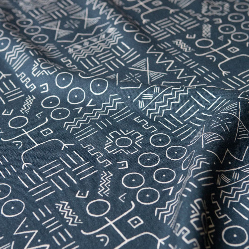 #midnight Dogon Cloth fabric in Midnight by The Vale London