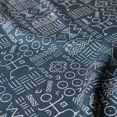 #midnight Dogon Cloth fabric in Midnight by The Vale London