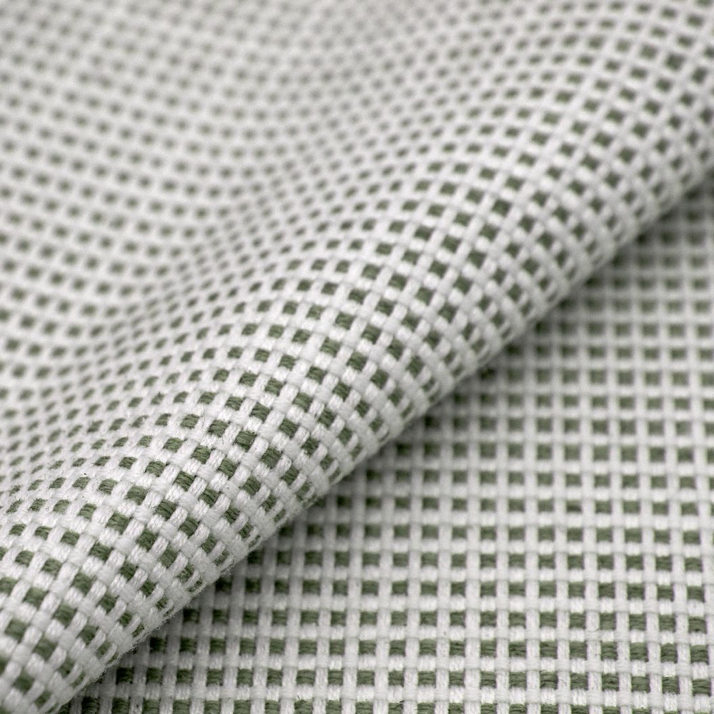 #olive Helios outdoor fabric in Olive, close view of the folded basket weave