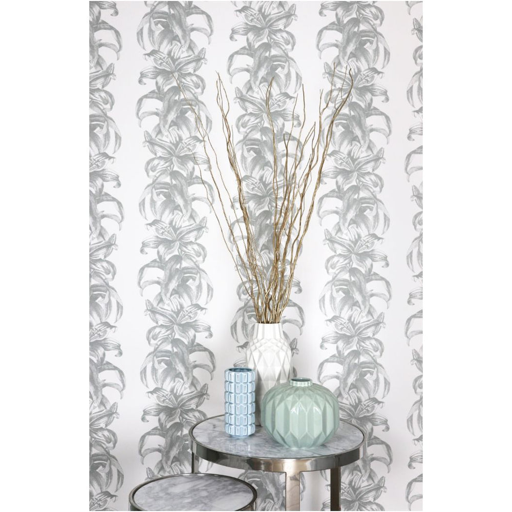 #chestnut Lily Stripe Wallpaper in Chestnut by The Vale London