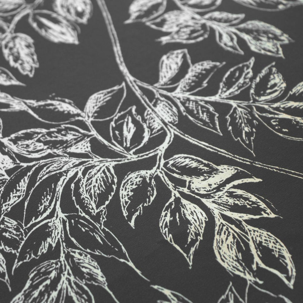 #charcoal Tendril Wallpaper in Charcoal by The Vale London