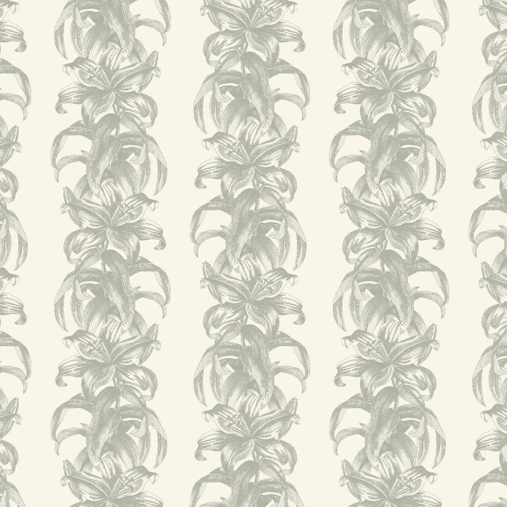 #sage Lily Stripe Wallpaper in Sage by The Vale London