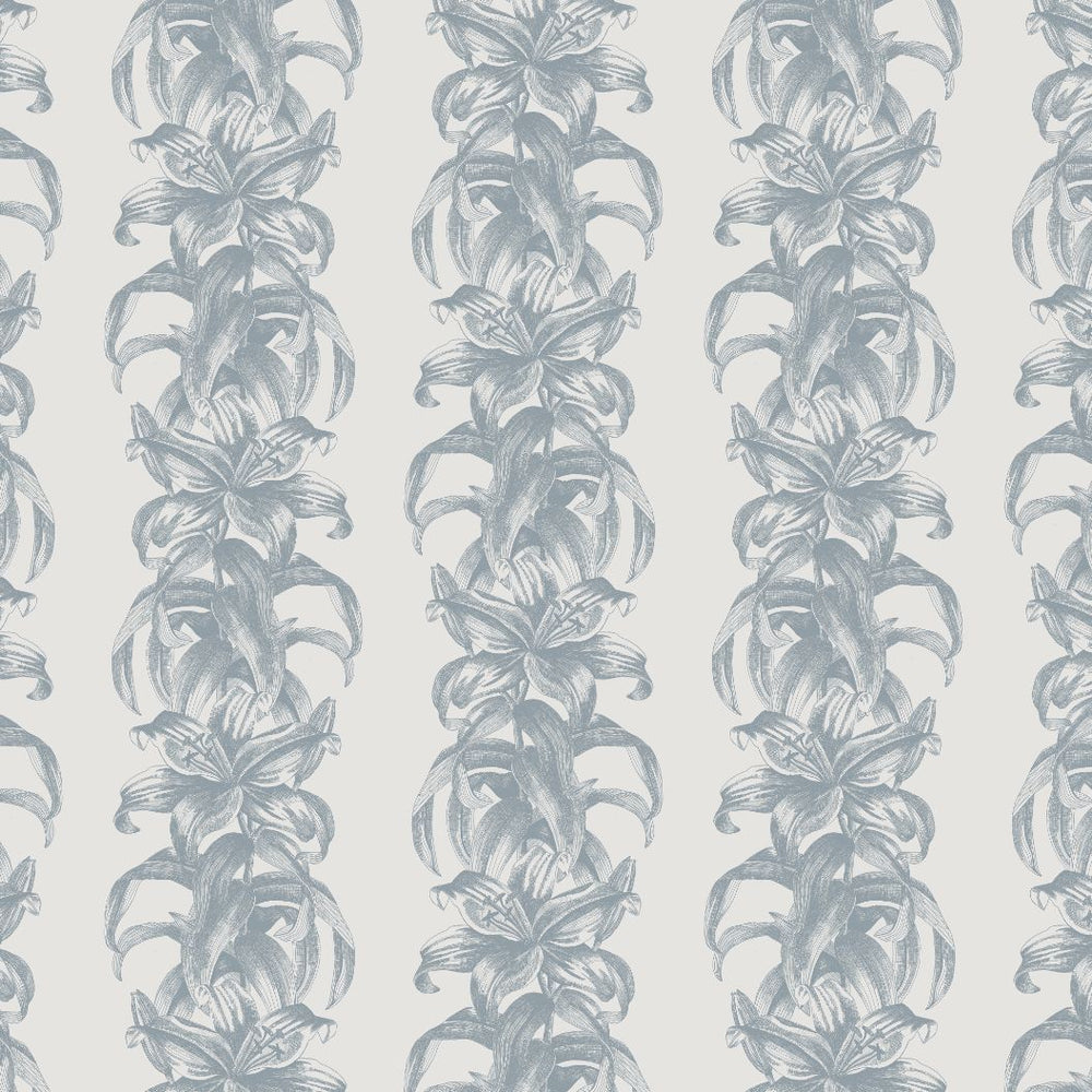 #pebble Lily Stripe Wallpaper in Pebble by The Vale London