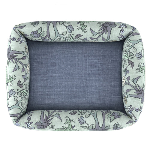 #timelesslinendenim Mighty Jungle Pooch Pad - Lagune with Timeless Linen Denim inner fabric by The Vale London