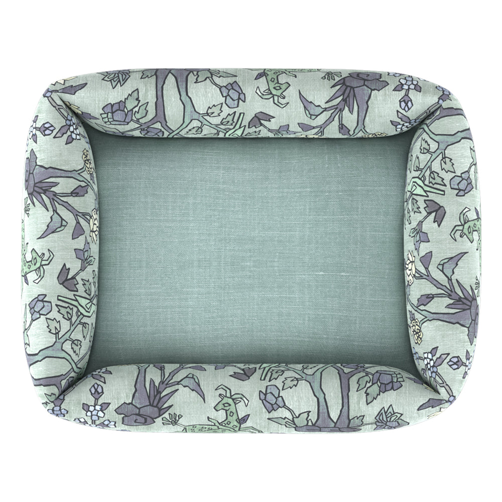 #timelesslinenlagune Mighty Jungle Pooch Pad - Lagune with Timeless Linen Lagune inner fabric by The Vale London