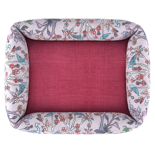 #timelesslinenmagenta Mighty Jungle Pooch Pad - Lilac with Timeless Linen Magenta inner fabric by The Vale London