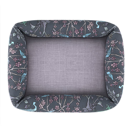 #timelesslinenlilac Mighty Jungle Pooch Pad - Midnight with Timeless Linen Lilac inner fabric by The Vale London