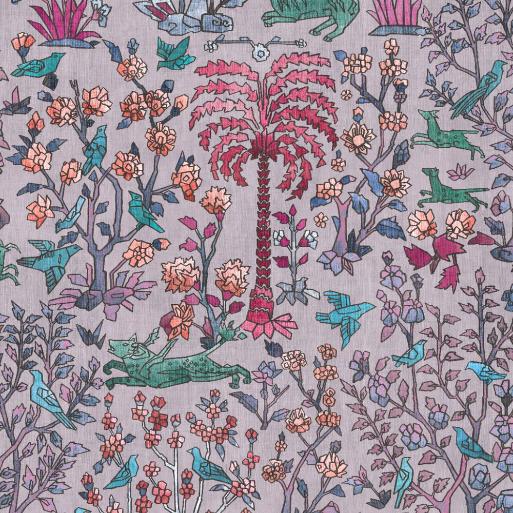 #lilac Mighty Jungle Wallcovering in Lilac by The Vale London