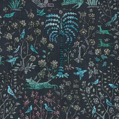#midnight Mighty Jungle Wallcovering in Midnight by The Vale London
