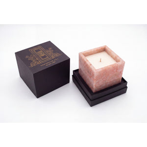 Rose Quartz Candle beside its Townhouse No.1 gift box with gold foil detailing
