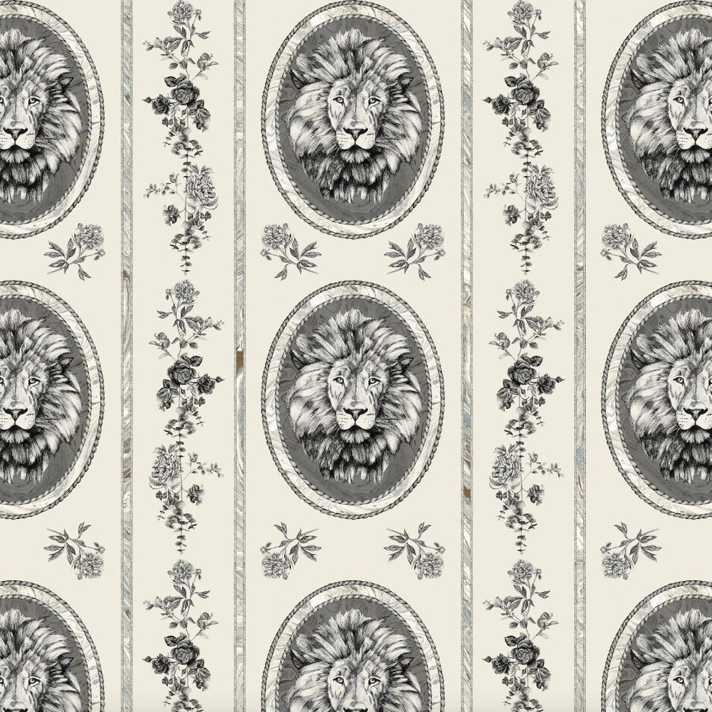 #cream Lion Toile Fabric in Cream by The Vale London