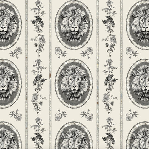 #cream Lion Toile Fabric in Cream by The Vale London