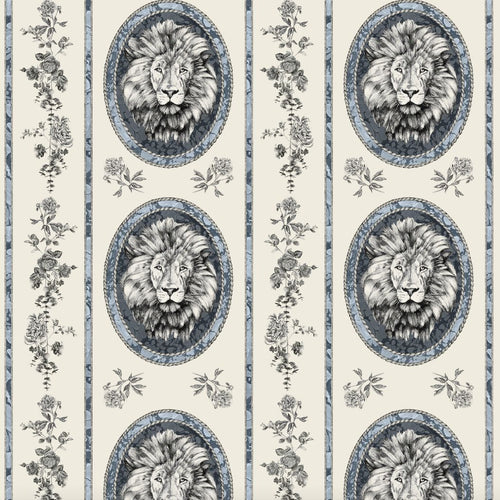 #pebble Lion Toile Fabric in Pebble by The Vale London