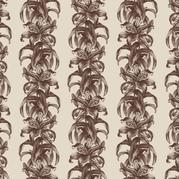 #chestnut Lily Stripe Wallpaper in Chestnut by The Vale London