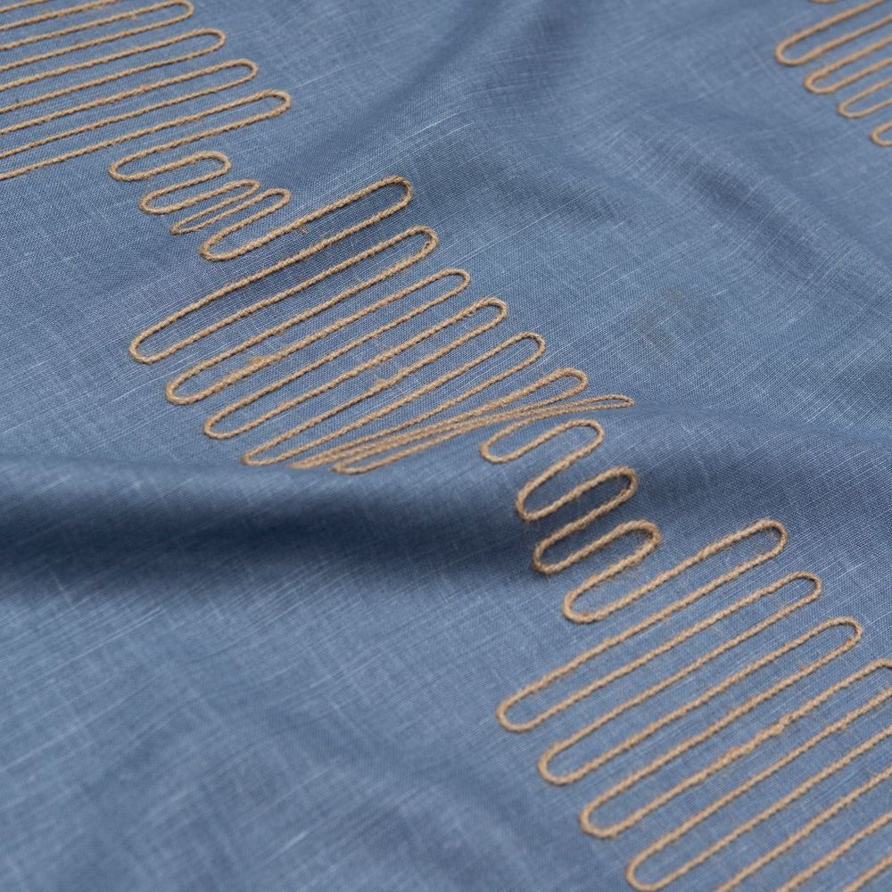 #denim Squiggle fabric in Denim by The Vale London