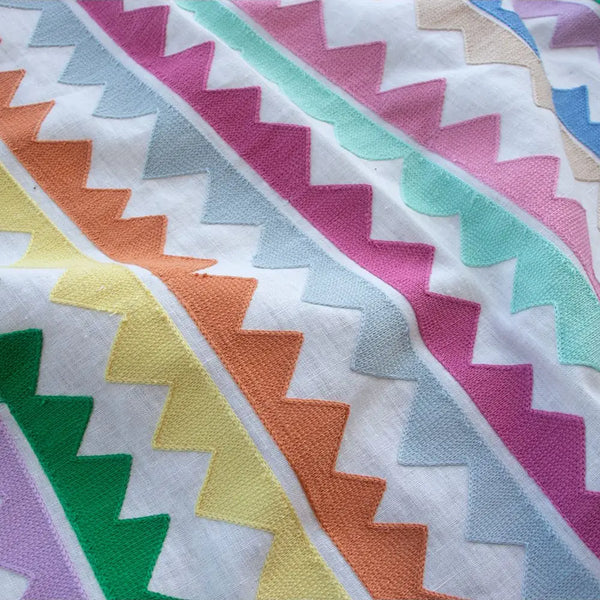 #multi Zig Zag Embroidery fabric in Multi by The Vale London
